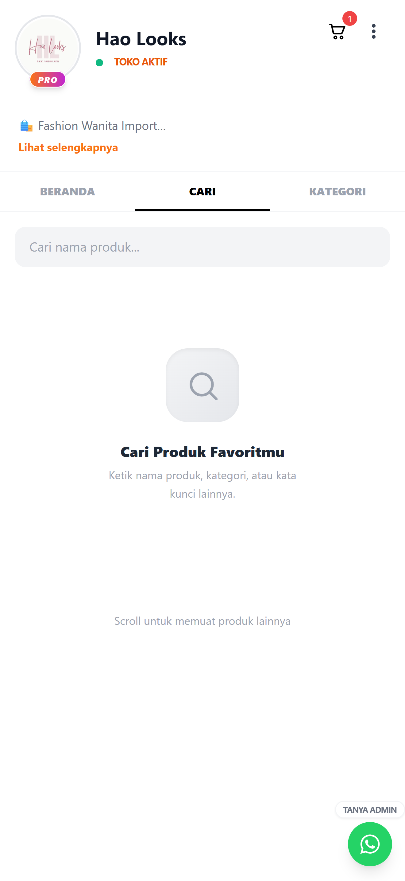 Pencarian produk Sellyn